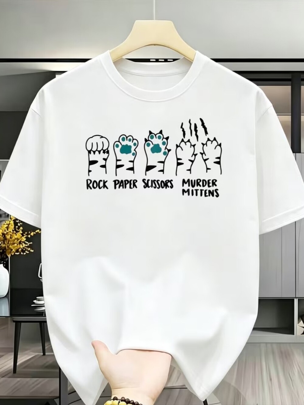 T-Shirt with Cat Paws Design